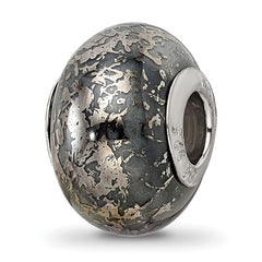 Sterling Silver Reflections Grey w/Platinum Foil Ceramic Bead