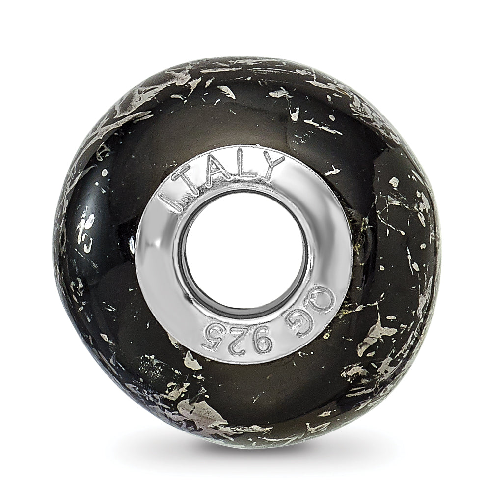 Sterling Silver Reflections Black w/Platinum Foil Ceramic Bead