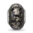 Black & Platinum Foil Ceramic Bead in Sterling Silver