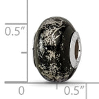 Black & Platinum Foil Ceramic Bead in Sterling Silver