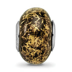 Sterling Silver 925 Ceramic Bead with Gold Foil Elegant Accent