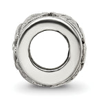 Sterling Silver 925 Antiqued Floral Bead with Solid Cast Design