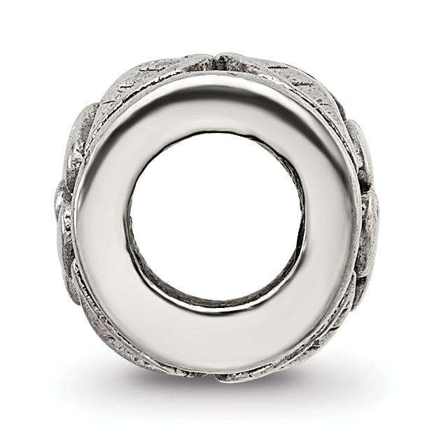 Sterling Silver 925 Antiqued Floral Bead with Solid Cast Design