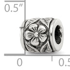 Sterling Silver 925 Antiqued Floral Bead with Solid Cast Design