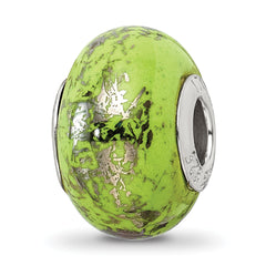Sterling Silver Reflections Green w/Platinum Foil Ceramic Bead