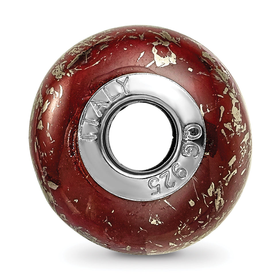 Dark Red Ceramic Bead in Sterling Silver with Platinum Foil Secondary image