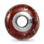 Dark Red Ceramic Bead in Sterling Silver with Platinum Foil