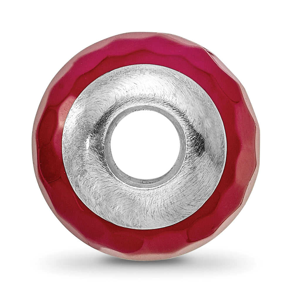 Sterling Silver 925 Antiqued Bead with Fuchsia Cracked Agate and Shell Stone