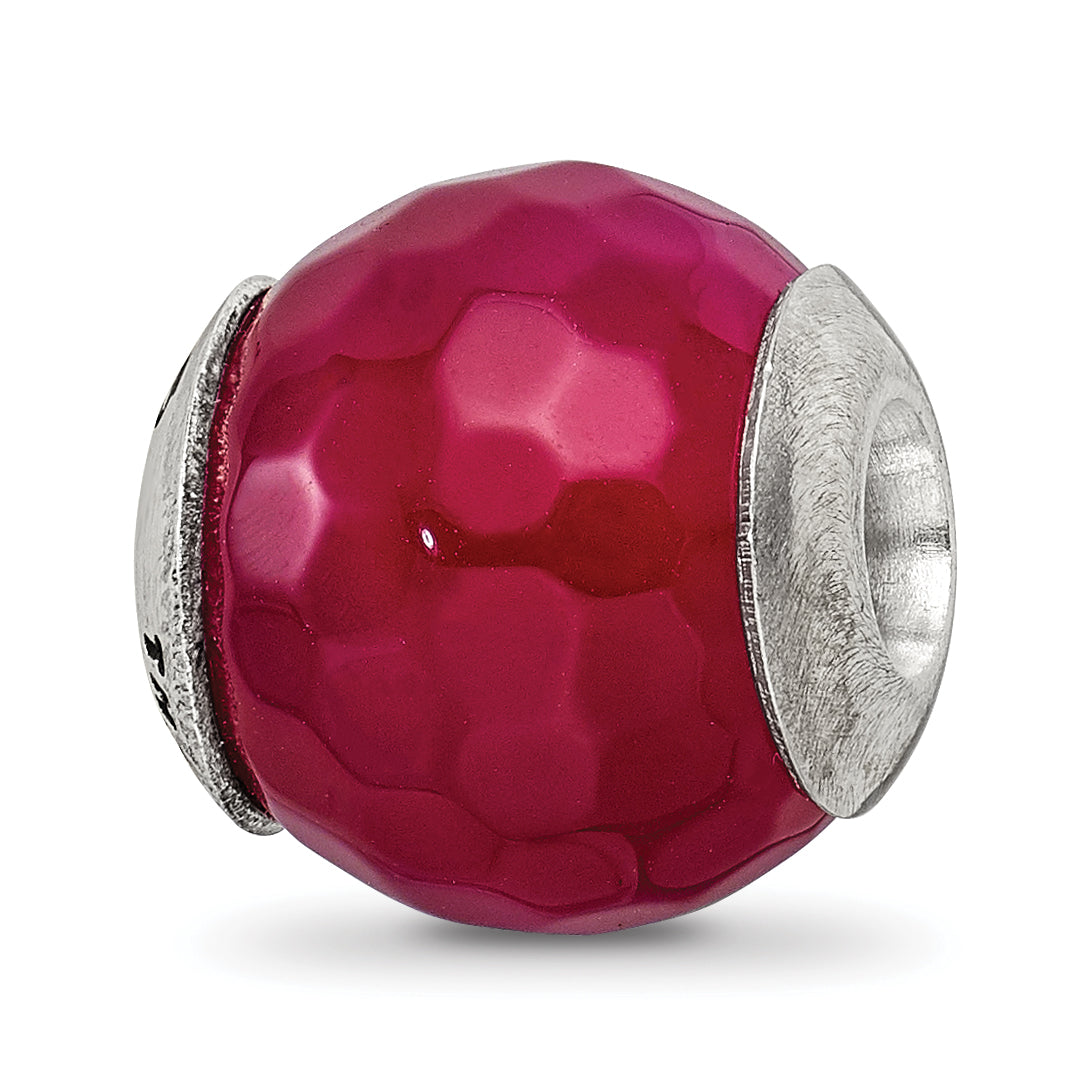 Sterling Silver Reflections Fuchsia Cracked Agate with Shell Stone Bead