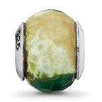 Sophia Jewelers Sterling Silver Green Cracked Agate Bead with Antiqued Finish