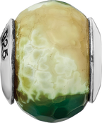 Sophia Jewelers Sterling Silver Green Cracked Agate Bead with Antiqued Finish