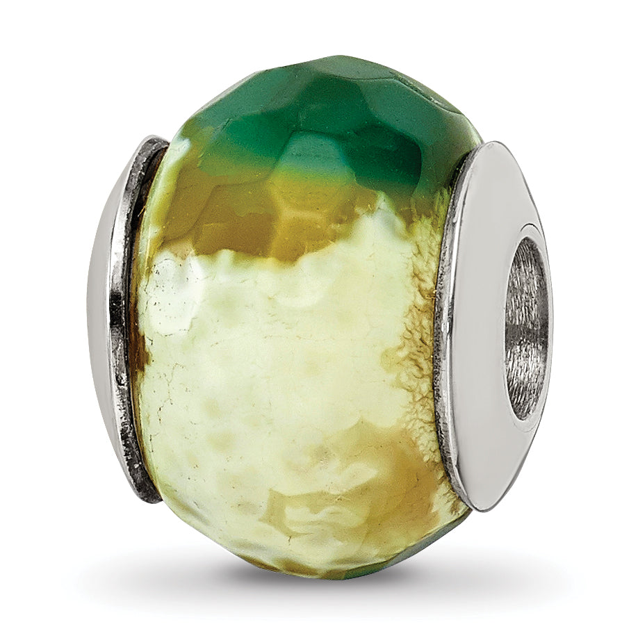 Sterling Silver Reflections Green Cracked Agate w/Shell Stone Bead Main image