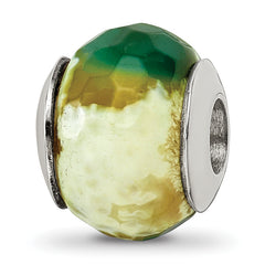 Sterling Silver Reflections Green Cracked Agate w/Shell Stone Bead