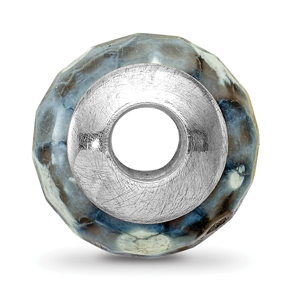 Sterling Silver 925 Antiqued Grey Agate Bead with Shell Stone Secondary image