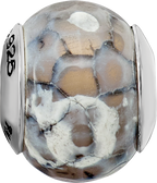 Sterling Silver 925 Antiqued Grey Agate Bead with Shell Stone