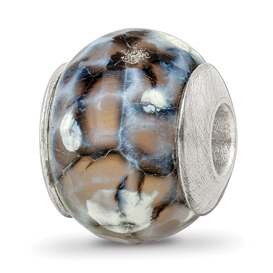 Sterling Silver Reflections Grey Cracked Agate with Shell Stone Bead Main image