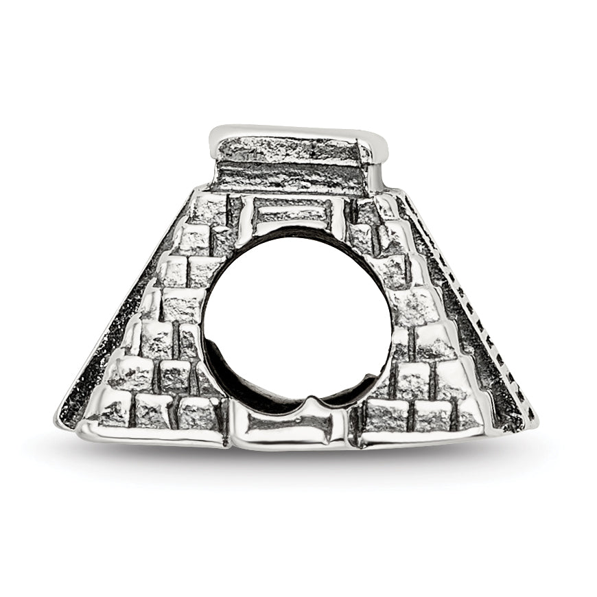 Sterling Silver 925 Chichen Itza Bead with Polished Finish Solid
