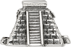 Sterling Silver 925 Chichen Itza Bead with Polished Finish Solid
