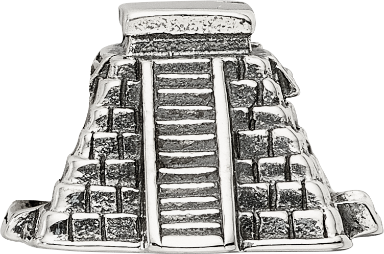 Sterling Silver 925 Chichen Itza Bead with Polished Finish Solid
