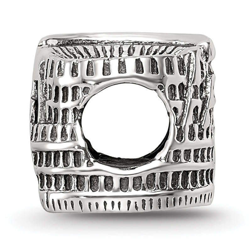 Sterling Silver 925 Colosseum Bead with Antiqued Finish Classic Solid Design Secondary image