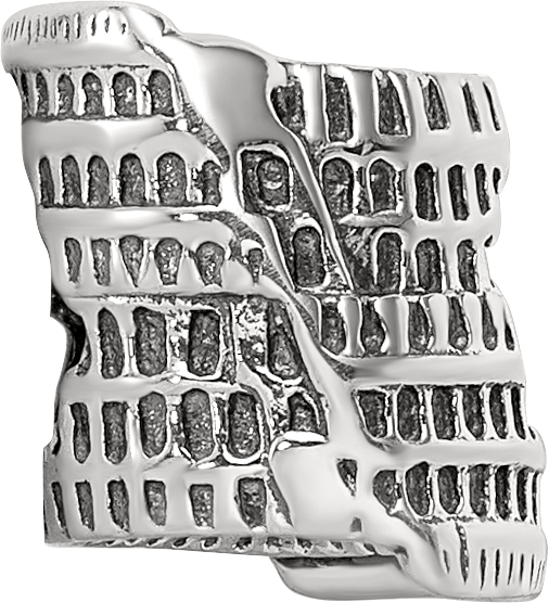 Sterling Silver 925 Colosseum Bead with Antiqued Finish Classic Solid Design