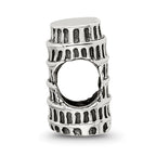 Sterling Silver 925 Pisa Tower Bead Antique Finish Solid Charm