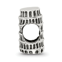 Sterling Silver 925 Pisa Tower Bead Antique Finish Solid Charm