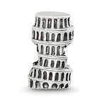 Sterling Silver 925 Pisa Tower Bead Antique Finish Solid Charm