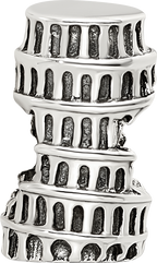 Sterling Silver 925 Pisa Tower Bead Antique Finish Solid Charm