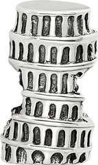 Sterling Silver 925 Pisa Tower Bead Antique Finish Solid Charm