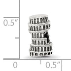 Sterling Silver 925 Pisa Tower Bead Antique Finish Solid Charm