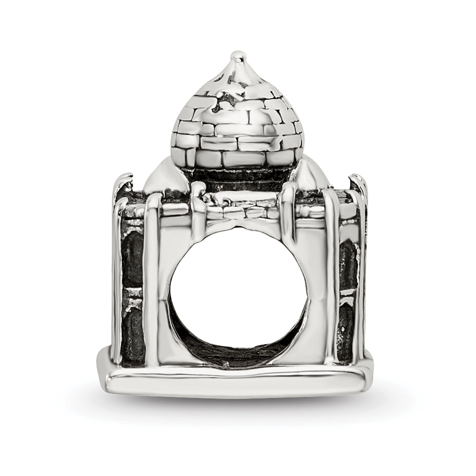 Sterling Silver 925 Taj Mahal Bead with Antiqued Finish Elegant Themed Design