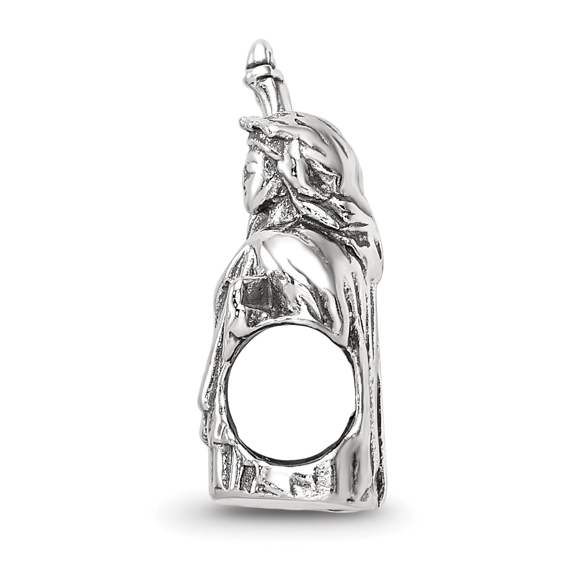 Sterling Silver 925 Statue of Liberty Bead with Antiqued Finish Secondary image