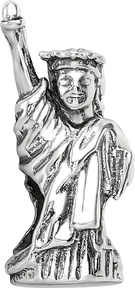 Sterling Silver 925 Statue of Liberty Bead with Antiqued Finish