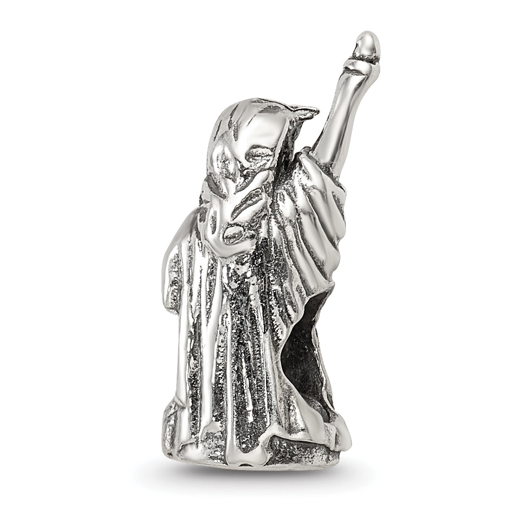 Sterling Silver 925 Statue of Liberty Bead with Antiqued Finish