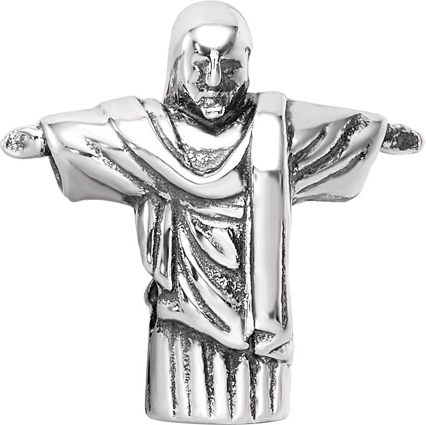 Sterling Silver 925 Christ the Redeemer Bead with Antiqued Finish Solid Design