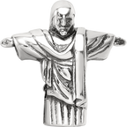 Sterling Silver 925 Christ the Redeemer Bead with Antiqued Finish Solid Design