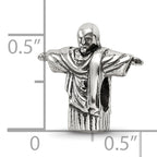 Sterling Silver 925 Christ the Redeemer Bead with Antiqued Finish Solid Design