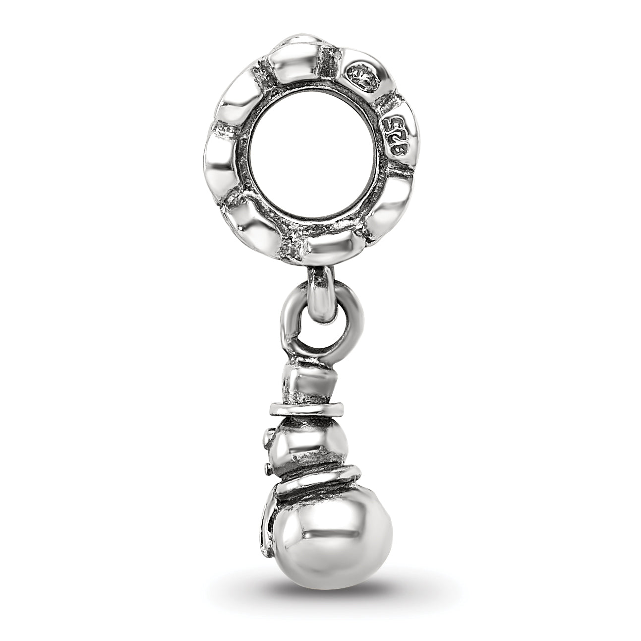 Sterling Silver 925 Snowman Dangle Bead with Antiqued Finish Solid and Casted Secondary image