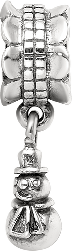 Sterling Silver 925 Snowman Dangle Bead with Antiqued Finish Solid and Casted