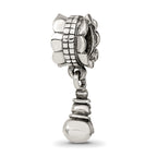 Sterling Silver 925 Snowman Dangle Bead with Antiqued Finish Solid and Casted