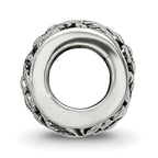Sterling Silver 925 Antiqued Floral Bead with Solid Casted Design