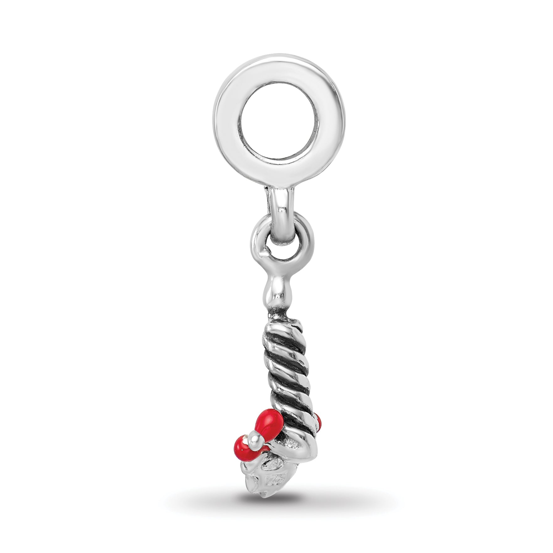 Sterling Silver 925 Holly Leaf Dangle Bead with Polished Enamel Finish