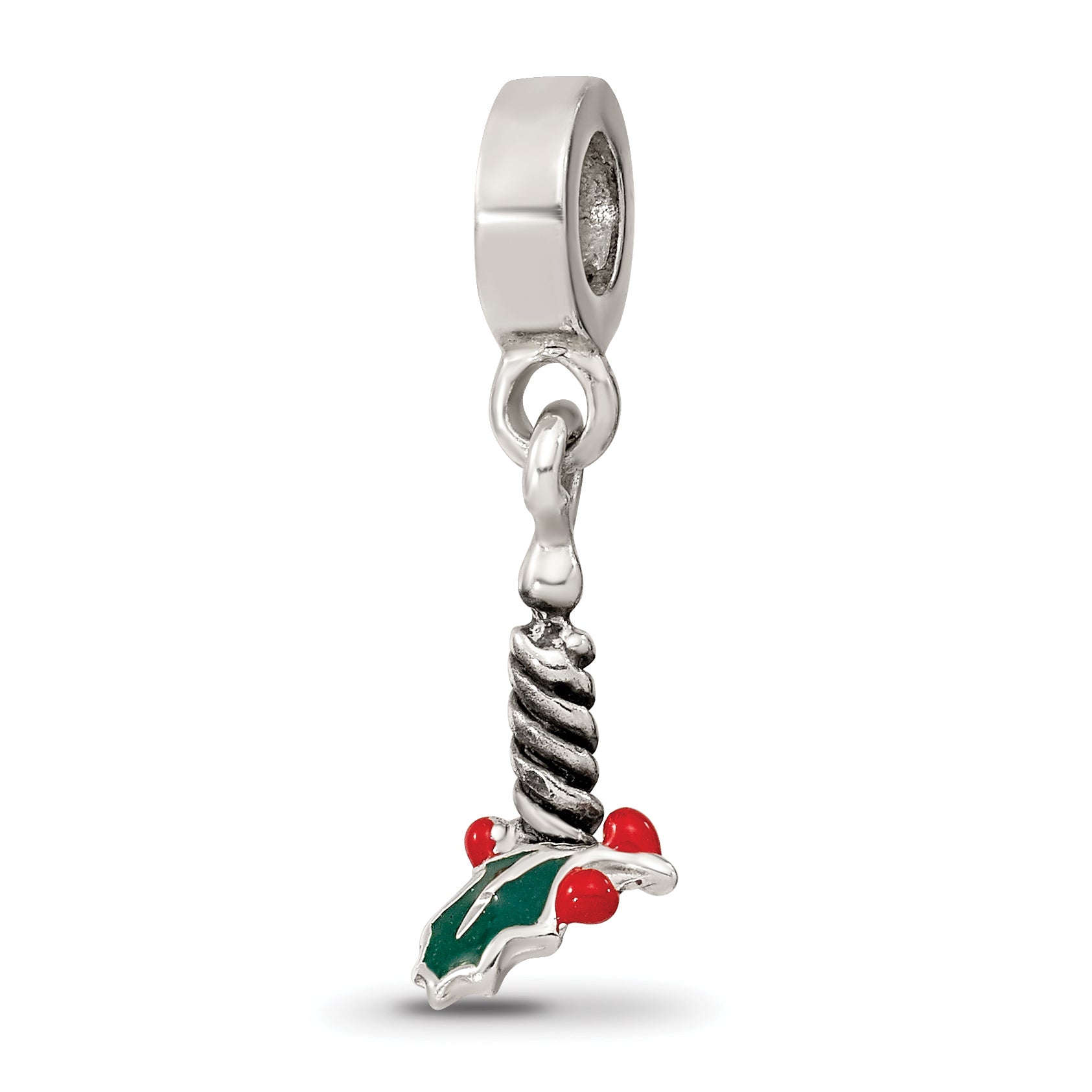 Sterling Silver Reflections Candle with Holly Leaf Dangle Bead Main image