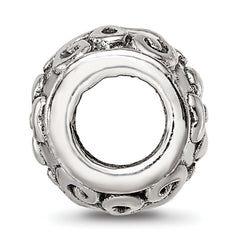 Sterling Silver 925 Floral Bead with Antique Finish Solid Charm
