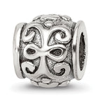 Sterling Silver 925 Floral Bead with Antique Finish Solid Charm