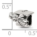 Sterling Silver 925 Graduation Cap & Diploma Bead with Antiqued Finish