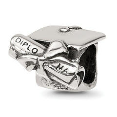 Sterling Silver Reflections Graduation Cap & Diploma Bead