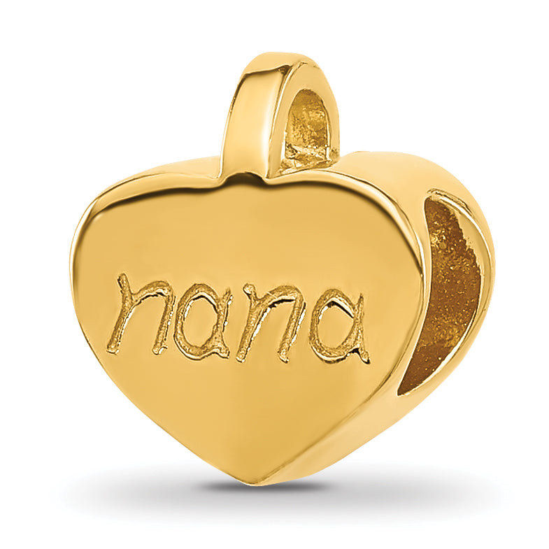 Sterling Silver Reflections Gold-plated Heart Nana Bead