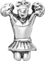 Sterling Silver 925 Cheerleader Bead Polished Finish Solid Charm